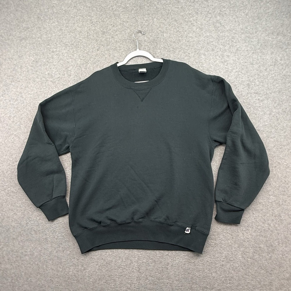 Vintage 90s Russell Athletic Blank Crewneck Sweatshirt Mens Large Tall Green USA